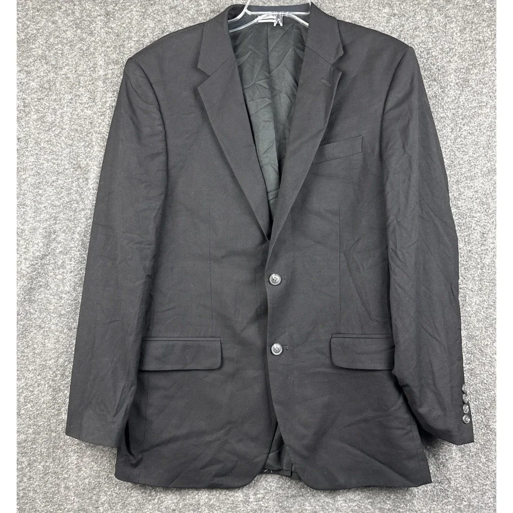 Saddlebred Black Two Button Front Blazer Suit Jacket Motion Stretch Mens 42L‎